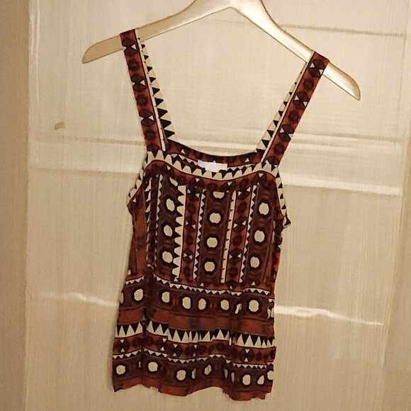 H&M Red Silky Southwestern Sleeveless Top 6 - Picture 1 of 5